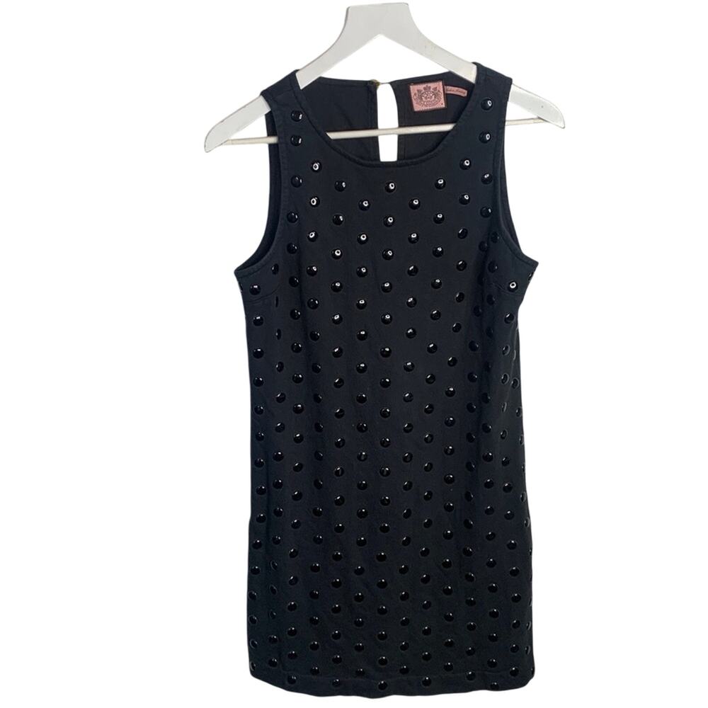 Juicy Couture Sleeveless Stud Embellished Black Shift Goth Punk Dress W-935 Sz M